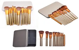 N3 profissional 12pcs maquiagem cosméticos kit de escova facial caixa de metal conjuntos de escova pó facial brushes6253787