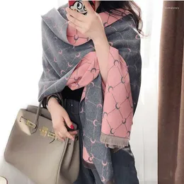 Lenços Rindu moda crescente padrão artificial cashmere cachecol feminino inverno all-matching dupla face xale de dois tons