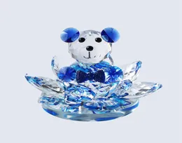 Crystal Lotus Bear Figurines Glass Miniatures Crystal Bears Fengshui Crafts for Gift Home Decoration2131464