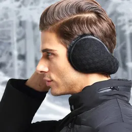 冬の暖かい男性と女性のウールの耳袋リアウェア折りたたみ式豪華なイヤーマフ240108
