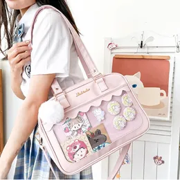 Borsa a tracolla Kawaii giapponese per donna Borsa a tracolla Itabag in pelle PU trasparente JK Tote Preppy Ita Crossbody 240108