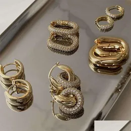 2022 модные серьги-гвоздики с цирконием, круглые серьги-кольца для женщин, геометрические обручи с пряжкой для ушей, позолоченные ювелирные изделия из нержавеющей стали Dro Otke6