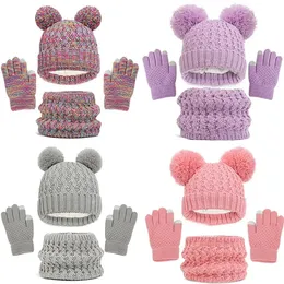 Guanti invernali per bambini caldi per cappelli e sciarpe Set infantili spessi antivento per bambini Beanie per cappelli con cappuccio Sciarpa per bambini 240108