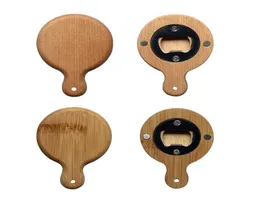 Apribottiglie in legno di bambù creativo con manico sottobicchiere magnete per frigorifero decorazione apribottiglie per birra incisione logo LX41458689321