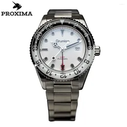 腕時計Proxima PX1702 39mm GMT 6460 Luxury Style Men Automical Watch Luminous Bidectional Bezel Sapphire 20Bar時計