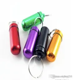 Portable cheap aluminum alloy Waterproof Pill Case KeyChain Medicine Storage box pill container tobacco Bottle Holder Herb wax Con5675227