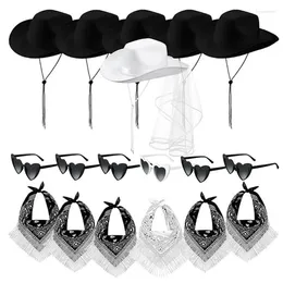 Berets dorosły serce okulary przeciwsłoneczne nerkowca Kerchief Cowboy Hat Set Carnival Sunproof Bride z frędzlami dekoracje 6set/pakiet