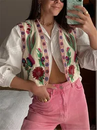 Жилеты PB ZA Summer New Women Fashion Retro Retro Flower Emelcodery Loak Resecless Cardigan жилет 6895/028 6895028