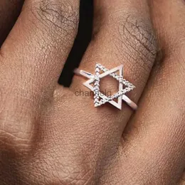 Bagues de cluster Je Star of David Ring pour femmes 925 Sterling Silver Cubique Zircone Bague Protection Amulette Bijoux Cadeaux de Noël YQ240109