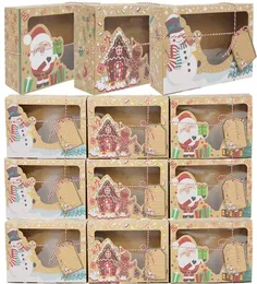2218cm Paper Gift Boxes Christmas Present Muffin Snacks Packaging Box Paper Xmas Snowman Santa Claus Box with Greeting Card 220304688695