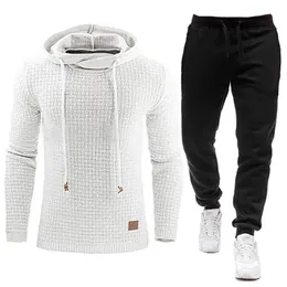 Survêtement hommes marque mâle solide sweat à capuche pantalon ensemble hommes à capuche Sweat costume vêtements de sport décontractés S-5XL grande taille 240109