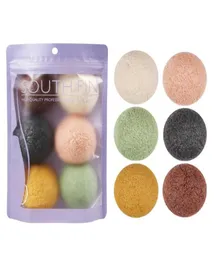 6 PCSSET Natural Konjac Cosmetic Puff Губка для мытья лица Очищающая отшелушивающая губка Очищающая губка Puff Инструменты для макияжа 8918372