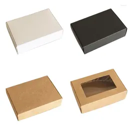 ギフトラップ15pcs with Window Kraft Paper Box for Packagingソープジュエリークッキーキャンディーチョコレート段ボックスクリスマスウェディング装飾