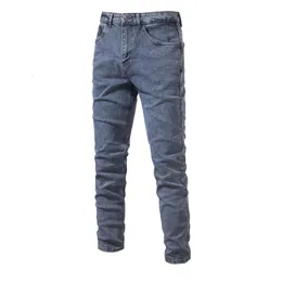 Spring And Autumn New Men's Personalized Fashion Denim Water Wash Trendy Casual Micro Elastic Straight Leg Pants