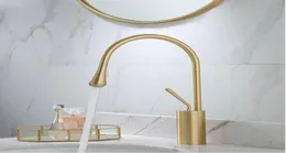 Basin Faucet Single Lever 360 Rotation Spout Moder Brass Mixer Tap For Kitchen Or Bathroom Basin Water Sink Mixer gold brushed2023022