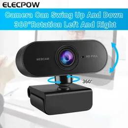 Web Kameraları Elecpow Yeni 1080p Webcam Tam HD Web Kamerası Mikrofon USB Fişli PC Bilgisayar Mac Laptop Masaüstü Masaüstü Conferencel240105