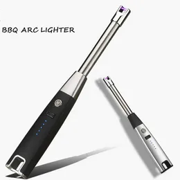 Metal USB Electronic Rechargeable Arc Windproof Lgniter Kitchen No Gas Stove Lighter Plasma Arc Flameless Pulse Lgnition Gun