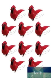 10 pçs cardeais de natal artificial pássaro vermelho pingentes de árvore de natal decorações realistas para festas de férias fábrica exp2694978