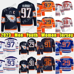 Edmonton''oilers''#97 Connor Mcdavid Reverse Retro Hockey Jersey #29 Leon Draisaitl 99 Wayne Gretzky Jack Campbell Evander Kane Ryan Nugent- 46