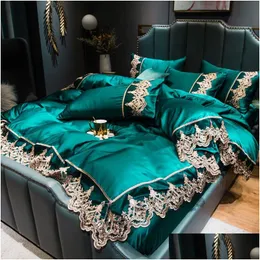 Zestawy pościeli Justchic Spring Summer Luxury Beddings kołdry królowe er blachy poduszki obudowa domowa kołdra 200x230 cm 230828 Drop dhzq7