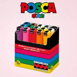النمط الياباني Uin Posca Markers Pen PC-8K Set Poster Advertising Pain Pen Manga Painting Graffiti Round Head Art Station 240108