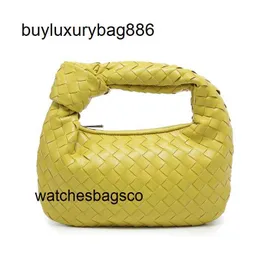 Genuine Leather Handbag Botteg Venet Teen Jodies Candy Yellow Cowhorn Bag Year Autumn Winter Womens Fashionable Hand Woven Shoulder
