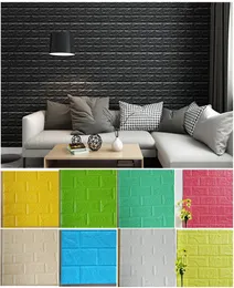 PE Foam Stickers 3D Wall Brick Pattern Waterproof Self Adhesive Wallpaper Room Home Decor For Kids Bedroom Living Room Stickers9810015