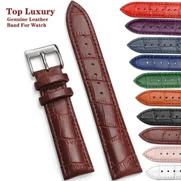 Äkta läder WatchBands 12141618202224 MM Watch Band Strap Steel Pin Buckle High Quality Wrist Belt Armband Tool 240109