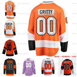 Customize Mens Womens Kids 00 Gritty Hockey Jerseys Black Orange Custom Shirt Ladies Youth Stitched Jersey 49