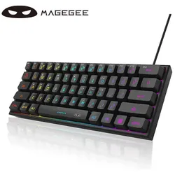 Teclados MageGee Mini 60% Gaming Keyboard RGB Backlit 61 Key Teclado Ultra-Compacto TS91 Ergonômico À Prova D 'Água Mecânica Sensação OfficeL240105