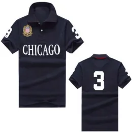 Europa e américa chicago camisa polo de manga curta masculina camiseta cidade versão 100% algodão bordado masculino S-5XL