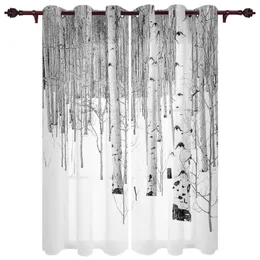 Poplar Tree Snow Valance Window Curtain For Living Room Bedroom Kitchen Home Korean Decor Youth 240109