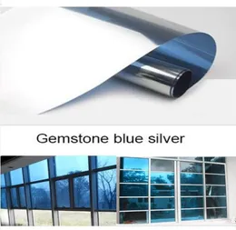 Gemstone Blue Silver Waterproof Window Film One Ways Mirror Silver Isolation Stickers UV avslag Integritet Windom Tint Films Home 1827434
