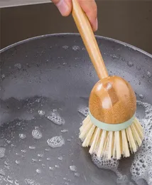 Bambuskålborste multifunktion Hushåll Kök rengöringsverktyg Bowl Pot Brush med bambuhandtag AllPurpose Scrub Diskmaskin8080470