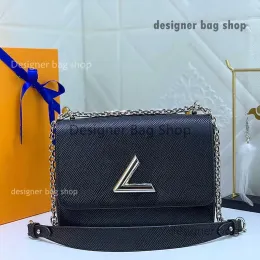 Designer Bagtwist Denim Epi Leather Designer Women Axel Väskor V Lock Flap Chain Handväskor Tvingar Kvinna Crossbody Bag Lady Pochette Tote Middle Size Black Handväska