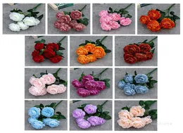 Mazzi di fiori di peonia di seta artificiale 7 teste Peonie filate con nucleo Bouquet di fiori da sposa Decorazione della casa T9I0012697695134