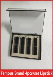 Professionell läppsmakeup Matte Lipstick Set 4 Color Lips Cosmetic Black Tube 4pcskit High Quality6638568