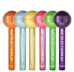 Handaiyan Lollipop Fun Round Lip Balm Recipiente Lips Oil Care Duo Clear Gloss Hidratante Mudança de cor Temperatura Maquiagem Lipgloss2500801