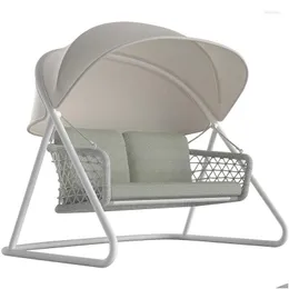 Camp Furniture Outdoor Swing Simple Waterproof Sunsn Courtyard Hanging Blue Sunshade Nordic Balcony Rocking Chair Leisure Drop Deliv Dhjud