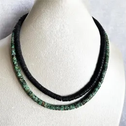 Pendants 3 6MM Africa Turquoise Black Lava Heishi Necklace For Men Women Volcanic Rock Punk Jewelry Neck Collar Girl Gift