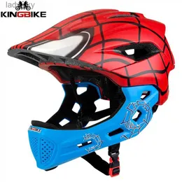 サイクリングヘルメット子供用キングバイク自転車ヘルメットデタッチ可能フルフェイスバイクヘルメットMTBマウンテンロードキッズヘルメットカスコスCICLISMOL240109
