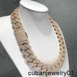 łańcuchy kubańskie link Diamond Złoty Naszyjnik 20 mm szerokość 3 rzędowa biżuteria Hip Biżuteria lodowana mrożona moissanite diamenty kubańskie linki łańcuchowe