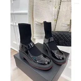 Botas mulheres retro curto moda meias de couro genuíno saltos grossos plataforma de tornozelo estilo britânico joelho alto