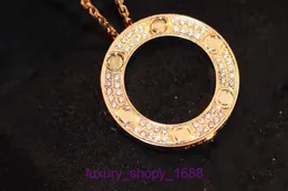 Fashion Car tires's designer necklace heart Gold Diamond pancake shape fashion double sided wearing letters inlaid high carbon With Original Box