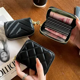 Captador genuíno Bolsa Mulher estilo órgão multi posições pele de carneiro Soft Couro clipe de cartão ID Bolsa Carteira zero de grande capacidade