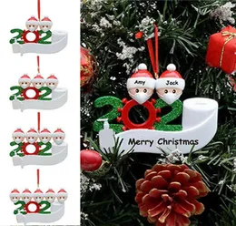 2020 Quarantine Ornament Christmas Tree Hanging Pendant DIY Name Blessing Pendant with Hand Sanitized Christmas Ornament Sea Shipp5736099