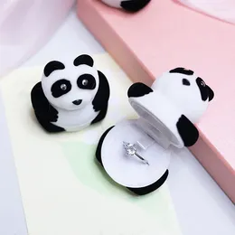 Takı Torbaları 1 PC Velvet Güzel Panda Kutu Yüzük Küpe Mevcut Hediye Kutuları Jewellry Wrap Teklif Düğünü