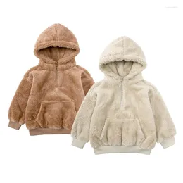 Jackor Autumn Boys Plush Hoodies Spring Keep Warm Fashion Little Princess Girls Jacket Jul Födelsedagspresent 1 2 3 4 5 6 år