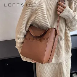 Shoulder Bags LEFTSIDE Bucket Side for Women 2023 Female Designers Trend Small Leather Crossbody Bag Handbags and Pursescatlin_fashion_bags