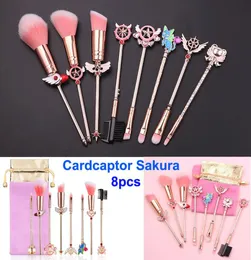 Makeup Brushes Set Sardcaptor Sakura Cosmetic Brush Sailor Moon Magical Wand Girl Rose Gold Make Up Brush Kit Pink Bag Foundation 3623707